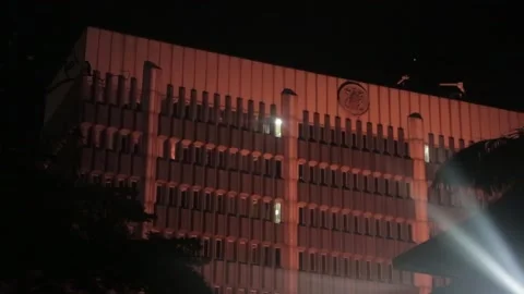 City Building at Night Stock Footage 254152079