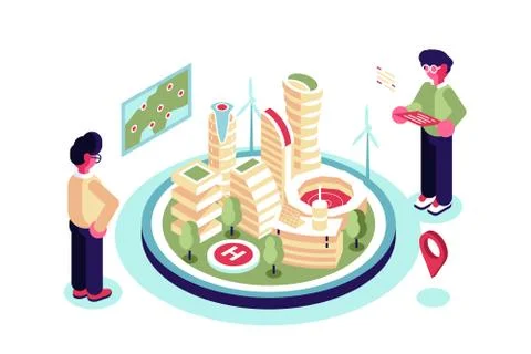 City building project development process Stock Illustration