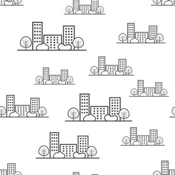 City building seamless pattern background icon. Business flat vector illustra 스톡 일러스트