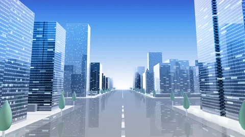 City Building Simple Modern Skyscraper business street background A4 sky2 4k Stock Footage 132471659