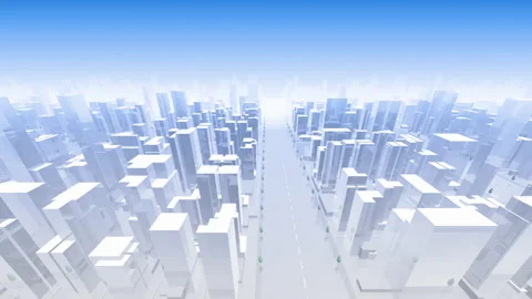 City Building Simple Modern Skyscraper business street background D1 sky 4k Stock Footage 132495348