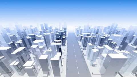 City Building Simple Modern Skyscraper business street background D3 sky 4k Stock Footage 132501726