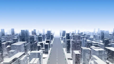 City Building Simple Modern Skyscraper business street background F4 sky2 4k Stock Footage 132502298