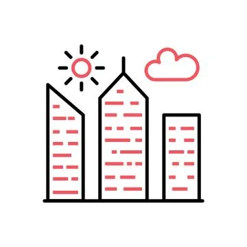 City Building Thin Line Vector Icon Stock Illustration