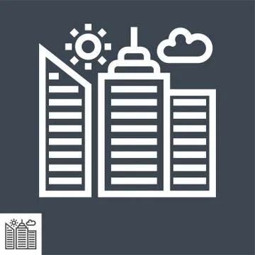 City Building Thin Line Vector Icon 스톡 일러스트