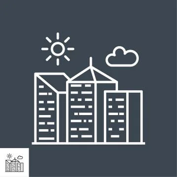City Building Thin Line Vector Icon Stock Illustration