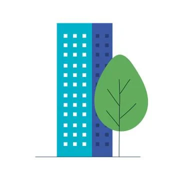 City building with tree vector design Ilustración de archivo