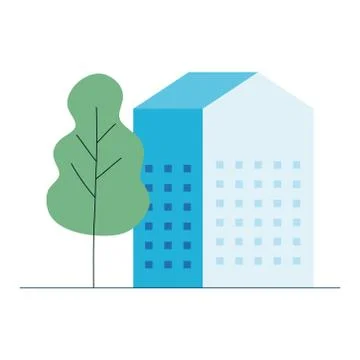 City building with tree vector design Ilustración de archivo