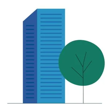 City building with tree vector design Ilustración de archivo