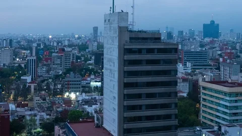 City buildings at dawn Stock Footage 123718760