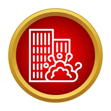 City buildings exploding icon showing a disaster concept Stockillustratie