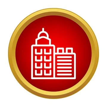 City buildings flat vector icon on red circle イラスト素材