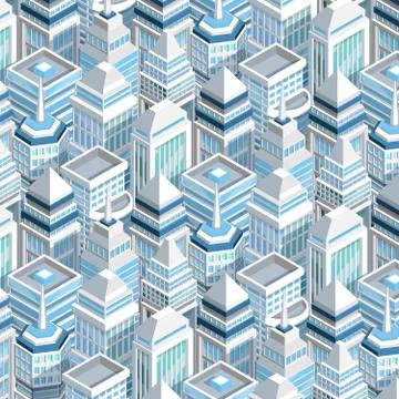 City Buildings Seamless Pattern Stock Illustration