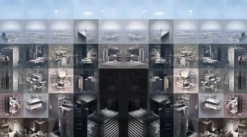 City Buildings Squares Mixed Background Vj Loop Stock Footage 40697958