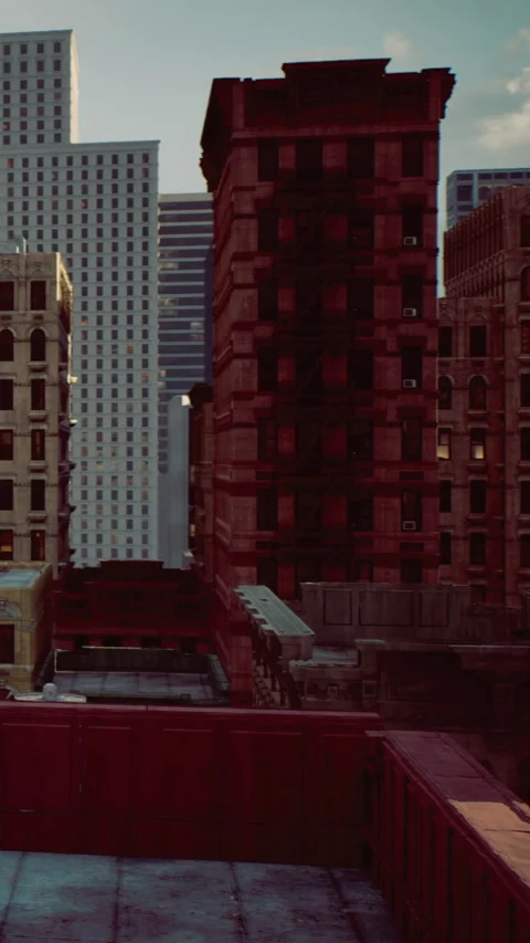 City buildings in urban setting with different styles and heights Stock Footage 330273628