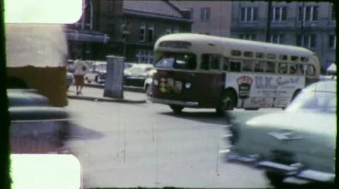 CITY BUS LEXINGTON Kentucky Street Scene Bus 1950s Vintage Film Home Movie 4015 Stock Footage