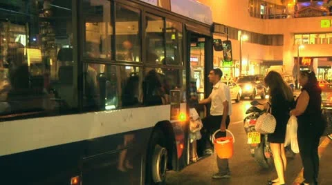 City Bus Station Stock Footage 10915675