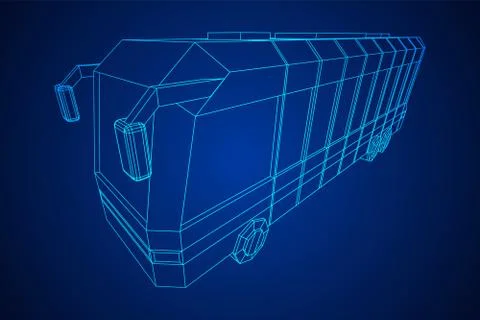 City bus. Wireframe low poly mesh vector Illustrazione stock