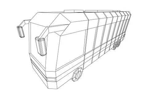 City bus. Wireframe low poly mesh vector Stock Illustration