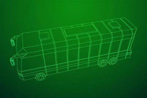 City bus. Wireframe low poly mesh vector Stock Illustration