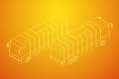 City bus. Wireframe low poly mesh vector Stock Illustration