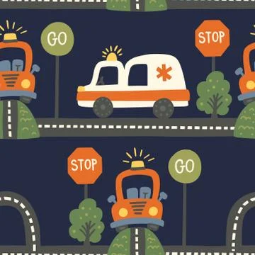 City car seamless vector pattern. Illustrazione stock