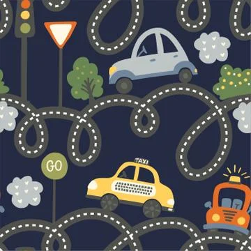City car seamless vector pattern. Stock Illustration