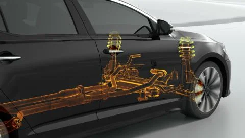 City car structure overview during driving. 4k Stock Illustration