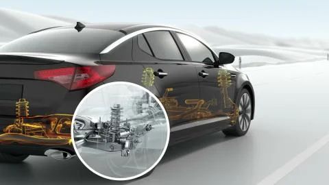 City car structure overview during driving. 4k Stock Illustration