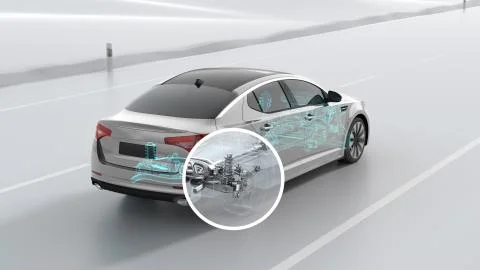 City car structure overview during driving. 3d illustration Stock Illustration