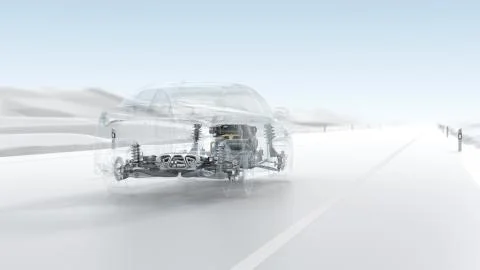 City car structure overview during driving. 3d illustration Stock Illustration