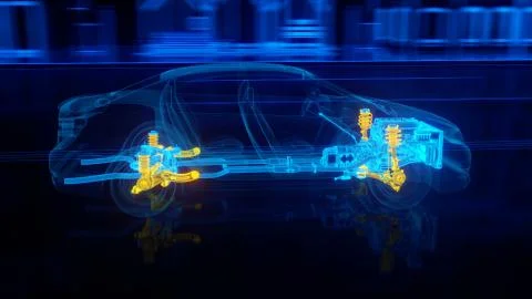 City car structure overview in wire style Stock Illustration