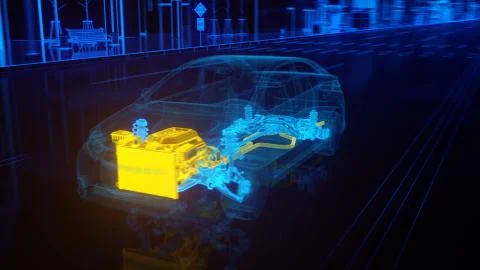 City car structure overview in wire style Stock Illustration