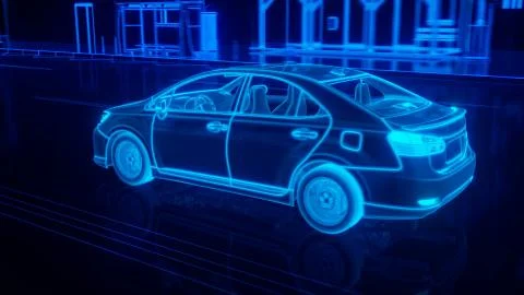 City car structure overview in wire style Stock Illustration