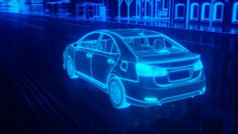 City car structure overview in wire style Stock Illustration