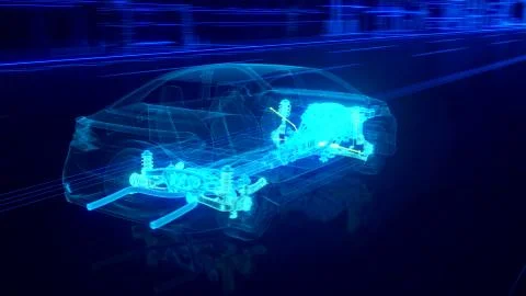 City car Wireframe View - engine and transmission details Ilustración de archivo