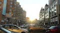 City cars move in traffic jam time-lapse, vehicles dusk sunlight HD Footage