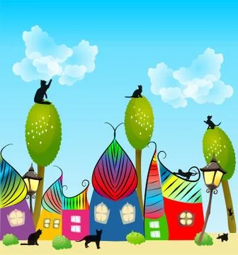 City of cats Stock Illustration