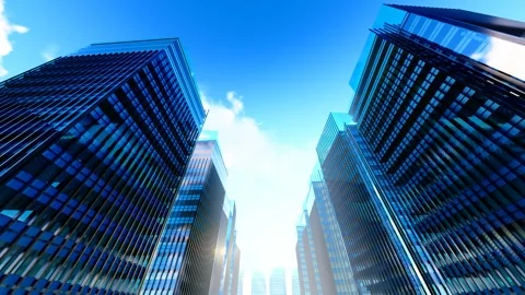City CBD high-end office buildings and blue sky and white clouds time-lapse Stock Footage 276485909