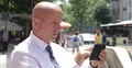 City Center Businessman Formal Dress Accessing Financial News Browse Web Tablet 4k or 4k+ Resolution