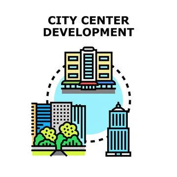 City center development planning building an urban infrastructure Stock Illustration