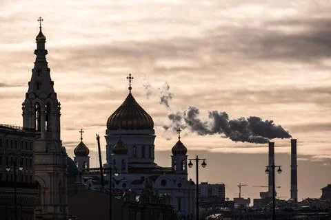 City center in Moscow. Clouds over the city Stock Photos