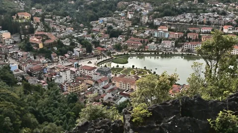 The city center of Sapa Village, Lao Cai Provice, Vietnam. Stock Footage