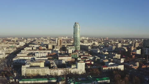 City center with a skyscraper in the middle Video stock 149490736