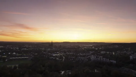 City center of Ulm from east while colorful dusk in autumn part 1 time lapse Stock Footage 221519051