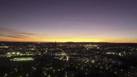 City center of Ulm from east while colorful dusk in autumn part 2 time lapse Stock Footage 221752033
