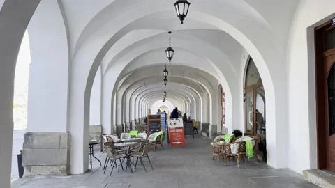 City centre with arcades Stock Footage 165365776