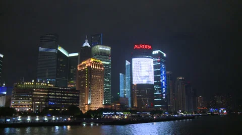 City centre, bright lights, river Stock Footage 37889167