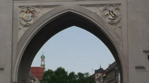 City Centre Castle Gate Stock Footage 1062546