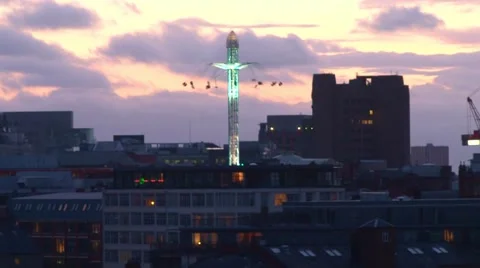 City Centre Theme Park Ride Stock Footage 42472308